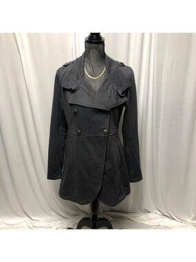 LA Kitty Peacoat Womens Medium Stylish Gray Double Breasted Lightweight Jacket